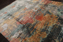 8x10 Gray, Rose, Celadon Color Hand Knotted Sherpa Wool and Silk Modern Oriental Rug