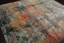 8x10 Gray, Rose, Celadon Color Hand Knotted Sherpa Wool and Silk Modern Oriental Rug