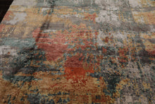 8x10 Gray, Rose, Celadon Color Hand Knotted Sherpa Wool and Silk Modern Oriental Rug