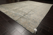 9x12 Gray, Beige, Aqua Color Hand Loomed Tibetan Wool Transitional Oriental Rug