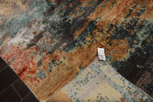 8x10 Gray, Rose, Celadon Color Hand Knotted Sherpa Wool and Silk Modern Oriental Rug
