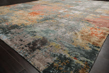 8x10 Gray, Rose, Celadon Color Hand Knotted Sherpa Wool and Silk Modern Oriental Rug