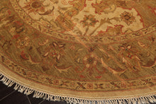 8 Round Tan, Sage, Rust Color Hand Knotted Soumak Wool Traditional Oriental Rug