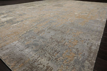 10x14 Beige, Gray, Tan Color Hand Knotted Sherpa Wool and Silk Modern Oriental Rug