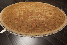 8 Round Tan, Sage, Rust Color Hand Knotted Soumak Wool Traditional Oriental Rug