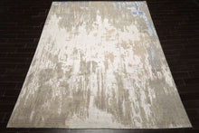 9x12 Gray, Beige, Blue Color Hand Knotted Sherpa Wool and Silk Modern Oriental Rug
