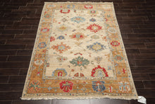 6x9 Beige, Peach, Blue Color Hand Knotted Oushak Wool Traditional Oriental Rug