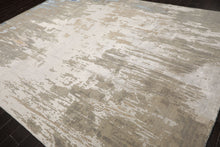 9x12 Gray, Beige, Blue Color Hand Knotted Sherpa Wool and Silk Modern Oriental Rug