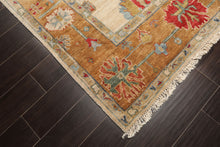 6x9 Beige, Peach, Blue Color Hand Knotted Oushak Wool Traditional Oriental Rug