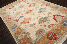 6x9 Beige, Peach, Blue Color Hand Knotted Oushak Wool Traditional Oriental Rug