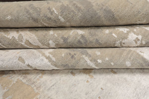 9x12 Gray, Beige, Blue Color Hand Knotted Sherpa Wool and Silk Modern Oriental Rug