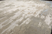 9x12 Gray, Beige, Blue Color Hand Knotted Sherpa Wool and Silk Modern Oriental Rug