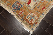 6x9 Beige, Peach, Blue Color Hand Knotted Oushak Wool Traditional Oriental Rug