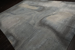 10x14 Gray, Beige, Celadon Color Hand Knotted Sherpa Wool and Silk Modern Oriental Rug