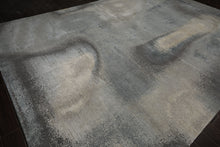 10x14 Gray, Beige, Celadon Color Hand Knotted Sherpa Wool and Silk Modern Oriental Rug