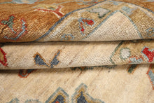 6x9 Beige, Peach, Blue Color Hand Knotted Oushak Wool Traditional Oriental Rug