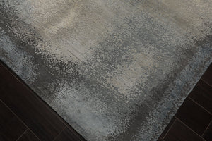 10x14 Gray, Beige, Celadon Color Hand Knotted Sherpa Wool and Silk Modern Oriental Rug
