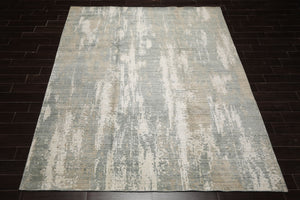 8x10 Gray, Beige, Ivory Color Hand Loomed Sherpa Wool and Silk Modern Oriental Rug