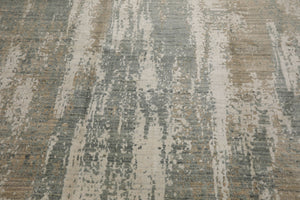 8x10 Gray, Beige, Ivory Color Hand Loomed Sherpa Wool and Silk Modern Oriental Rug