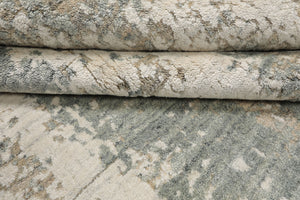 8x10 Gray, Beige, Ivory Color Hand Loomed Sherpa Wool and Silk Modern Oriental Rug