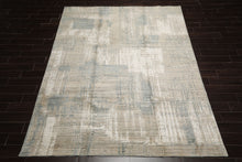 8x10 Beige, Slate, Ivory Color Hand Loomed Sherpa Wool and Silk Modern Oriental Rug