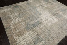 8x10 Beige, Slate, Ivory Color Hand Loomed Sherpa Wool and Silk Modern Oriental Rug