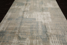 8x10 Beige, Slate, Ivory Color Hand Loomed Sherpa Wool and Silk Modern Oriental Rug