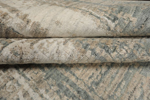 8x10 Beige, Slate, Ivory Color Hand Loomed Sherpa Wool and Silk Modern Oriental Rug