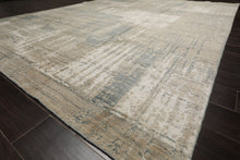 8x10 Beige, Slate, Ivory Color Hand Loomed Sherpa Wool and Silk Modern Oriental Rug