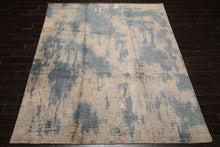 8x10 Beige, Tan, Blue Color Hand Loomed Sherpa Wool and Silk Modern Oriental Rug
