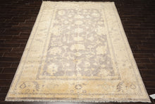 9x12 Taupe, Ivory, Gray Color Hand Knotted Oushak New Zealand Wool Transitional Oriental Rug