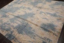 8x10 Beige, Tan, Blue Color Hand Loomed Sherpa Wool and Silk Modern Oriental Rug