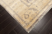 9x12 Taupe, Ivory, Gray Color Hand Knotted Oushak New Zealand Wool Transitional Oriental Rug