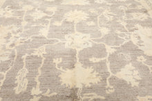 9x12 Taupe, Ivory, Gray Color Hand Knotted Oushak New Zealand Wool Transitional Oriental Rug