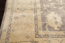 9x12 Taupe, Ivory, Gray Color Hand Knotted Oushak New Zealand Wool Transitional Oriental Rug
