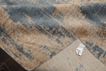 8x10 Beige, Tan, Blue Color Hand Loomed Sherpa Wool and Silk Modern Oriental Rug