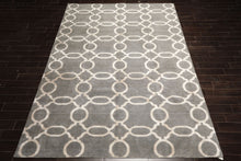Multi Size Gray Silver Color Hand Loomed Tibetan Wool & Bamboo Silk Transitional Oriental Rug
