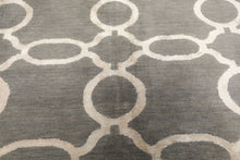 Multi Size Gray Silver Color Hand Loomed Tibetan Wool & Bamboo Silk Transitional Oriental Rug