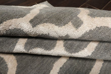 Multi Size Gray Silver Color Hand Loomed Tibetan Wool & Bamboo Silk Transitional Oriental Rug