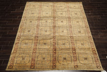 8x10 Moss, Gold, Blush Color Hand Knotted Tibetan Wool Transitional Oriental Rug