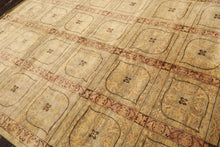 8x10 Moss, Gold, Blush Color Hand Knotted Tibetan Wool Transitional Oriental Rug