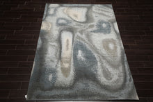 6x9 Gray, Beige, Blue Color Hand Knotted Sherpa Wool and Silk Modern Oriental Rug