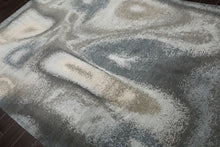 6x9 Gray, Beige, Blue Color Hand Knotted Sherpa Wool and Silk Modern Oriental Rug