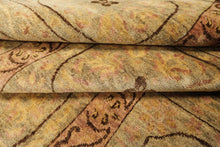 8x10 Moss, Gold, Blush Color Hand Knotted Tibetan Wool Transitional Oriental Rug