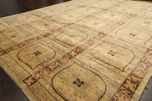 8x10 Moss, Gold, Blush Color Hand Knotted Tibetan Wool Transitional Oriental Rug