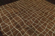 8x10 Brown, Aqua, Color Hand Knotted Tibetan Wool Modern & Contemporary Oriental Rug