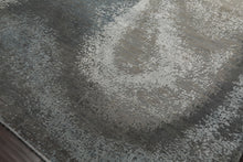 6x9 Gray, Beige, Blue Color Hand Knotted Sherpa Wool and Silk Modern Oriental Rug
