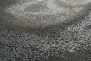 6x9 Gray, Beige, Blue Color Hand Knotted Sherpa Wool and Silk Modern Oriental Rug