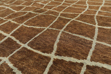 8x10 Brown, Aqua, Color Hand Knotted Tibetan Wool Modern & Contemporary Oriental Rug