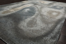6x9 Gray, Beige, Blue Color Hand Knotted Sherpa Wool and Silk Modern Oriental Rug